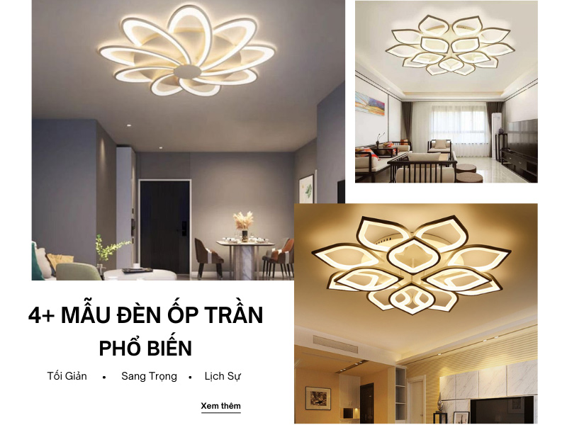 Top 4+ mẫu đèn ốp trần hoa sen phổ biến nhất hiện nay